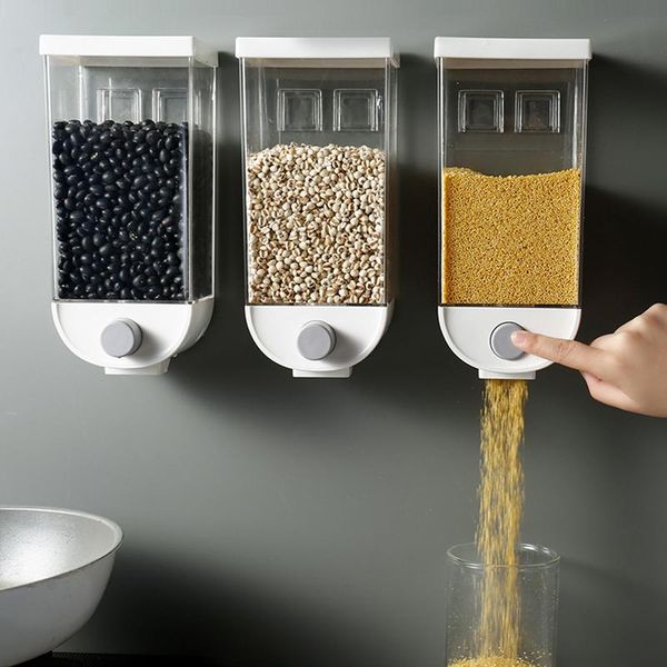 

storage bottles & jars 1000/1500ml wall mounted grain dispenser cereal box oatmeal bean container kitchen organizer