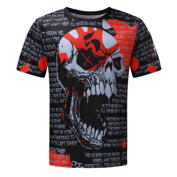 

fun skull print t-shirt 3d printed harajuku summer men's casual short sleeve shirt fashion streetwear style t-shirts, White;black