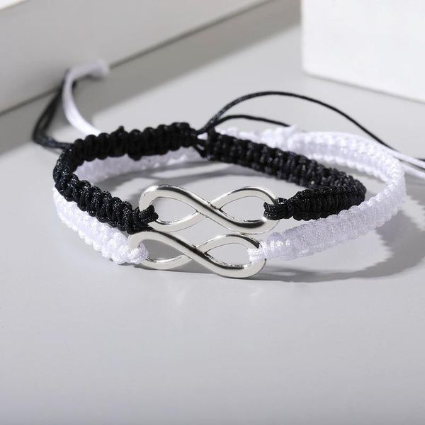 

charm bracelets couple braided rope alloy cord braid chain bracelet jewelry pendant two-piece woven lover for women gifts, Golden;silver