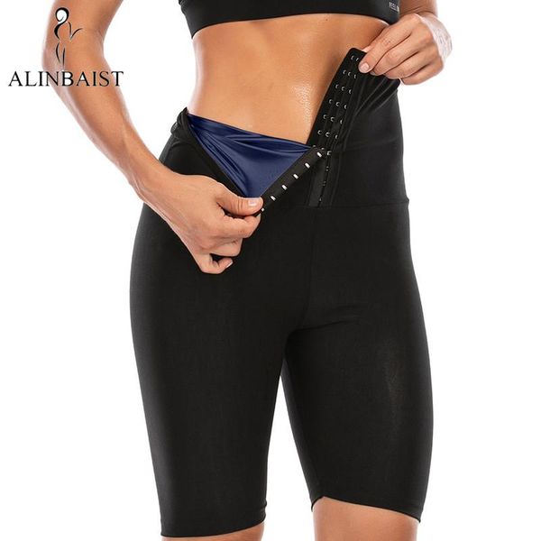 

women's shapers women sweat sauna pants body shaper weight loss slimming tummy thermo leggings fitness workout hooks high waist, Black;white