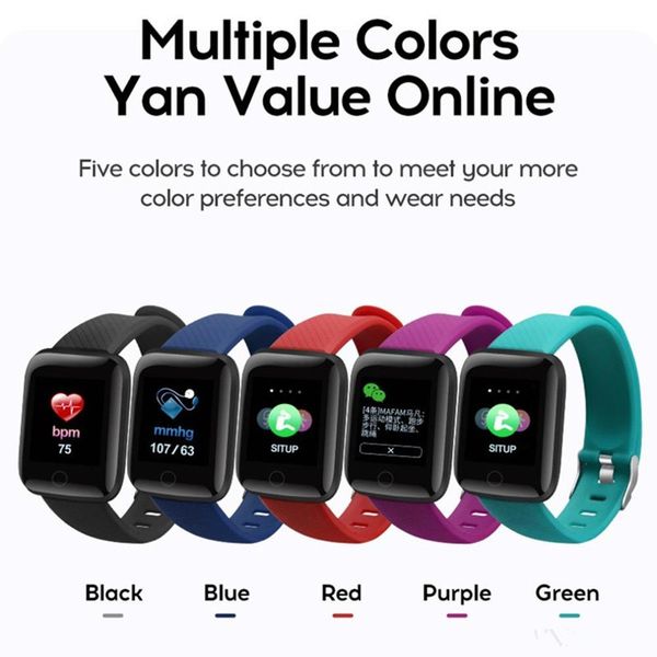 2023 Smart Watches 116 Plus Herzfrequenzuhr Armband Sportband Smartwatch Android Mit Einzelhandelsverpackung