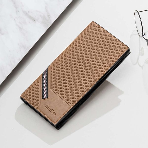 

the wallet men's korean business plaid ribbon long leather wallet, Black