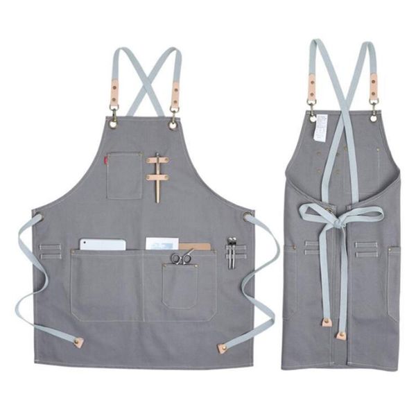 

aprons nordic industrial style barista canvas apron adjustable serving halter with pockets for restaurant cafe barbecue