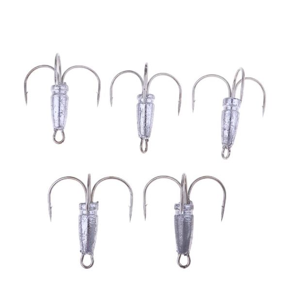 

5pcs fishing treble hook with lead sinker stainless steel hooks barbed fish multiple sizes for choose