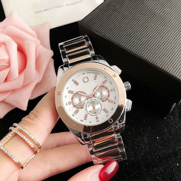 Relógios de marca de moda femininos femininos menina estilo cristal pulseira de aço quartzo relógio de pulso P88