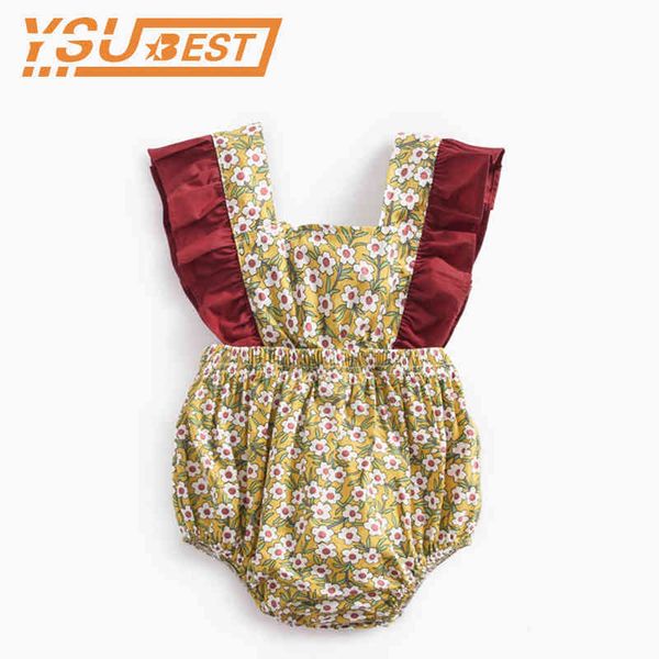 

floral brand fashion cute born baby boy girls romper jumpsuit toddler kids boys overalls clothes 210429, Blue