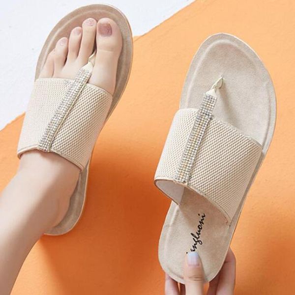 

summer women diamond flip flops fashion beach slippers flat outdoor non-slip casual ladies shoes large size qq69, Black