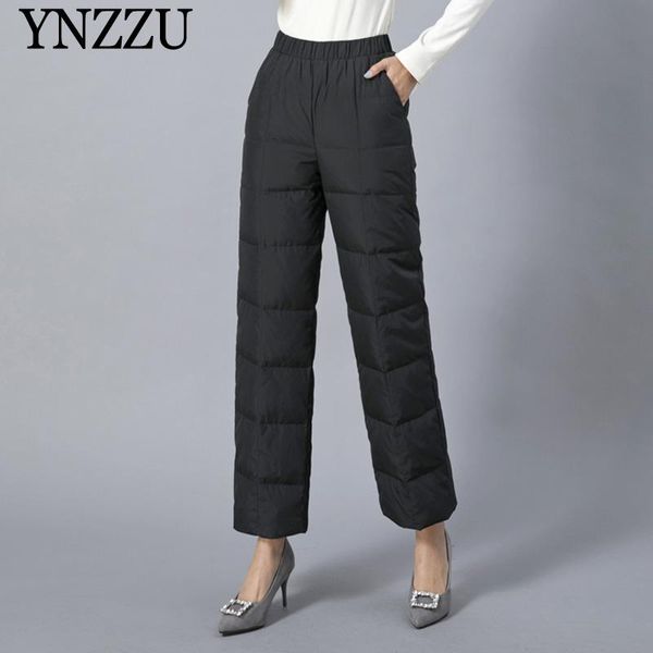 

women's pants & capris winter women high waist down large size 2021 est loose female wide leng thick warm solid trousers ynzzu yb396, Black;white