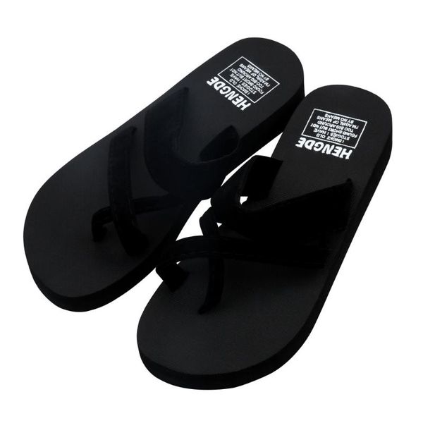 

slippers womens summer flip flops casual flat beach open toe shoes, Black