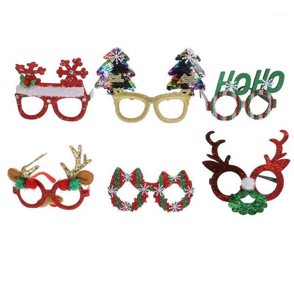 

christmas decorations 6pcs decorative eyeglasses party po props (assorted color)
