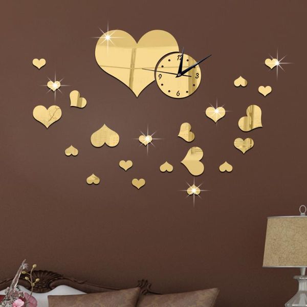 

wall clocks acrylic mirror clock love mute