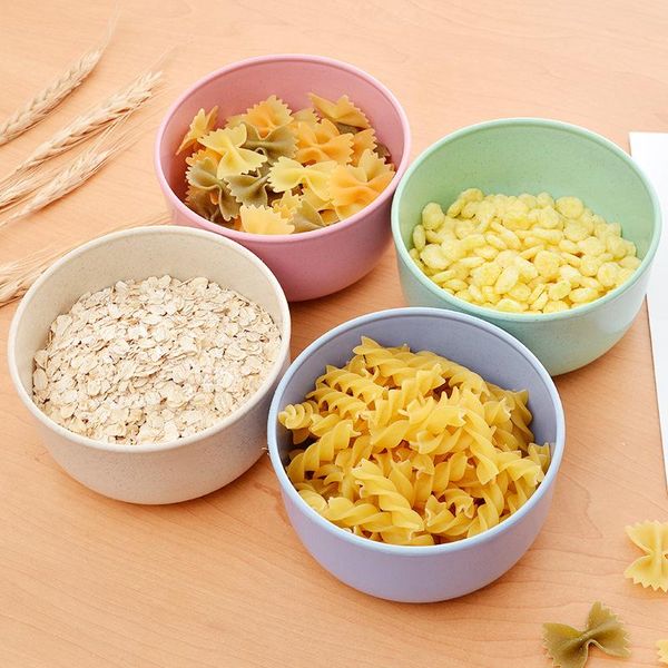 

bowls 4 pcs/set bowl wheat straw tableware eco friendly anti-scalding salad noodle mixed container household
