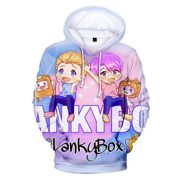 

men's hoodies & sweatshirts lankybox 3d ed women/men fashion long sleeve hooded sweatshirt casual streetwear coats, Black