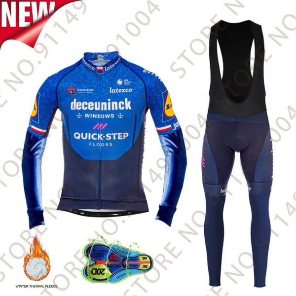 

quick step 2021 cycling jersey set czech men's clothing long sleeve winter thermal bicycle shorts mtb maillot culotte racing sets, Black;blue