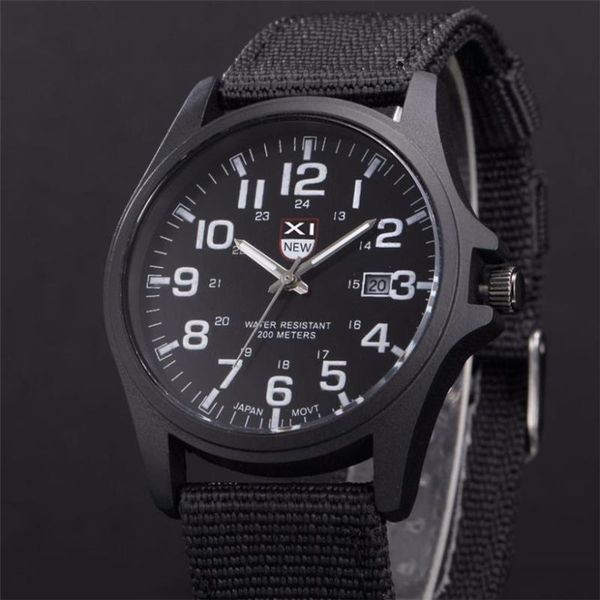 

wristwatches xi men watches fashion military sports canvas strap quartz watch horloge heren erkek kol saat 2021 reloj hombre, Slivery;brown