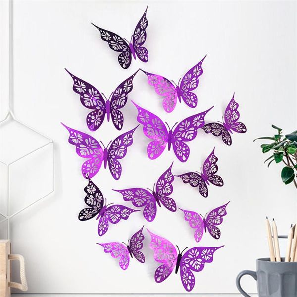 

wall stickers 3d hollow butterfly 12pc decor carving exquisite design
