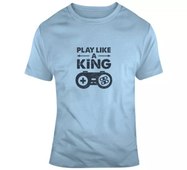 

play like a king video game gamer t shirt, White;black
