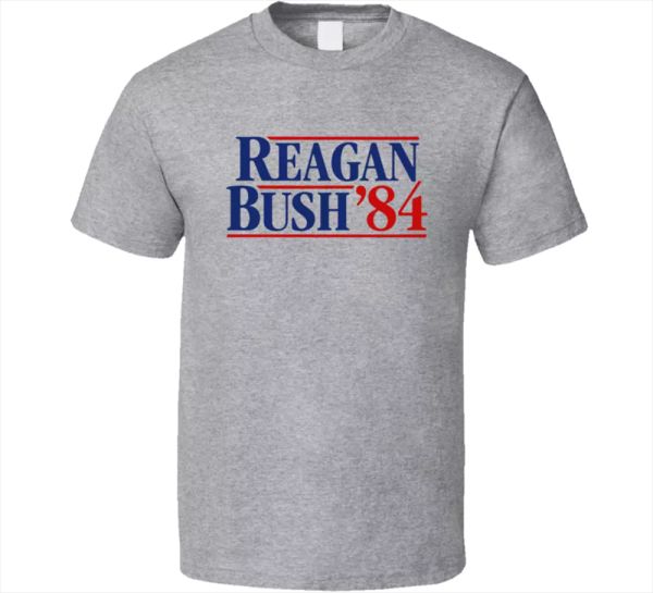 

presidential election 84 tee logo vector ronald reagan '84 men's t shirt new, White;black
