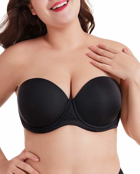 Dotvol Multiway Strapless Sutiã Push Up Mulheres Plus Size Levante Sem Costura Brassiere Bralette D DD DDD Cup Underwear Non Slip Femme 210623