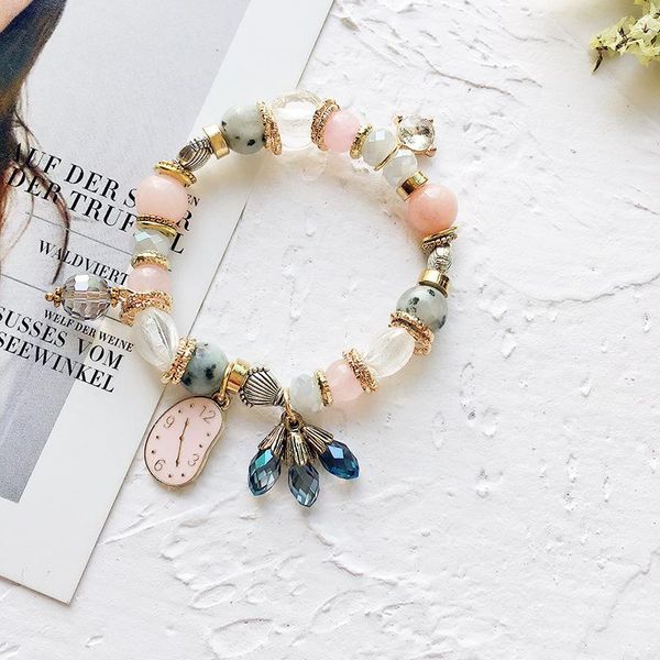 

charm bracelets bohemian clock crystal gold & bangles for women beads handmade tassel bracelet sets boho femme jewelry b66, Golden;silver