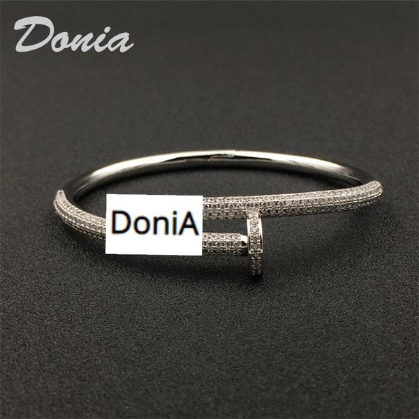 

donia jewelry luxury bangle nail bracelet ring set exaggerated titanium steel micro-inlaid zircon gift from european and american fashion de, Black