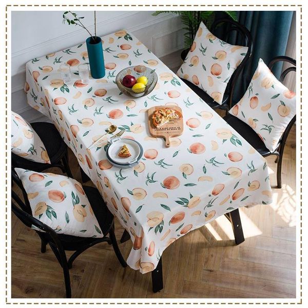 

linen tablecloth for rectangular table nordic yellow peach printed cloth 4 seater decoration party/home