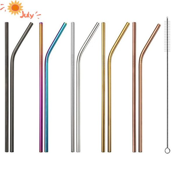 

drinking straws with case reusable metal straw rose gold silver colorful 304 stainless steel straight bent set