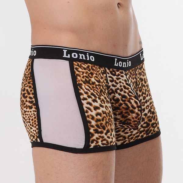 

longjo men's panties leopard print fashion comfortable flat angle, Black;white