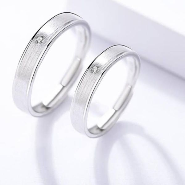 Eheringe S925 Sterling Silber Schmuck Einfache Fingerring Paar A von Männern und Frauen Ehe