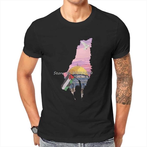 

men's t-shirts palestine om t shirt classic grunge tshirt large o-neck men harajuku tees streetwear, White;black