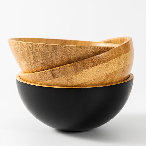 

bowls bamboo natural wood salad eco-friendly tableware