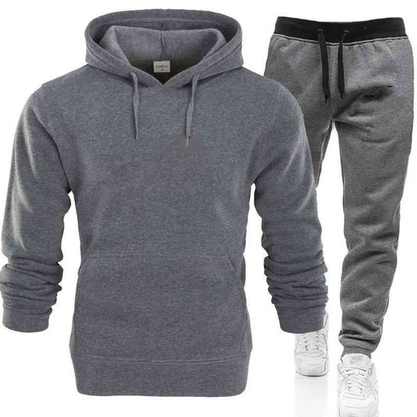 

men's tracksuits mens letter print fleece sweatsuits fashion hommes jogger fit suits pollover hooded hoodies casual long pants outfits, Gray