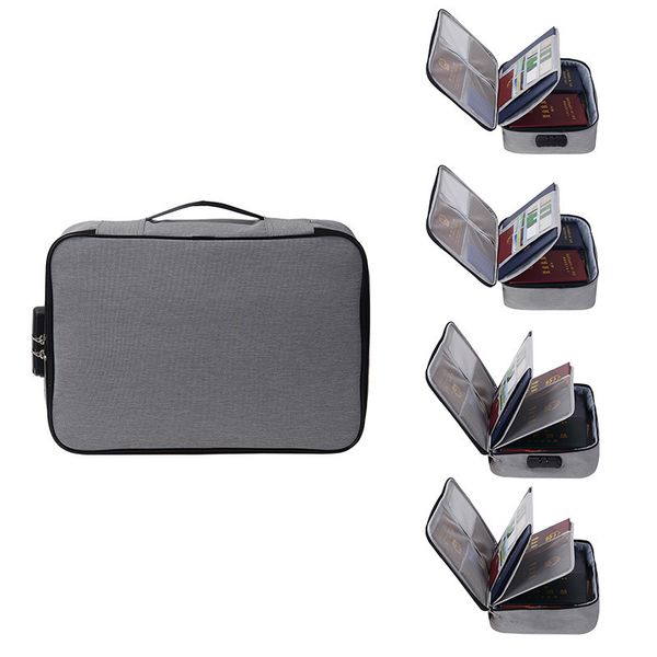 

waterproof polyester fabric certificate bag document organizers box card id holder travel bags for files passport valuables lj200918