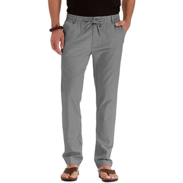 

men's pants 2021 casual mid rise suit elastic waist breathable drawstring straight business trousers workwear pantalones de hombre, Black