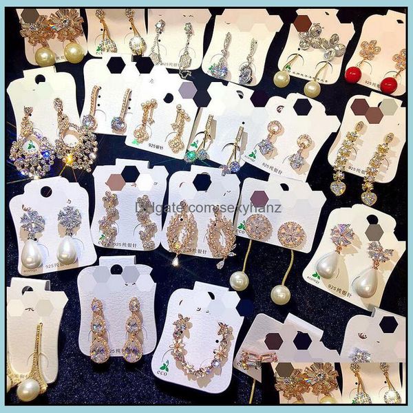 

charm earrings jewelry korean style women 925 sier needle zircon pearl valentines day girls gift statement wholesale ship 320 drop delivery, Golden