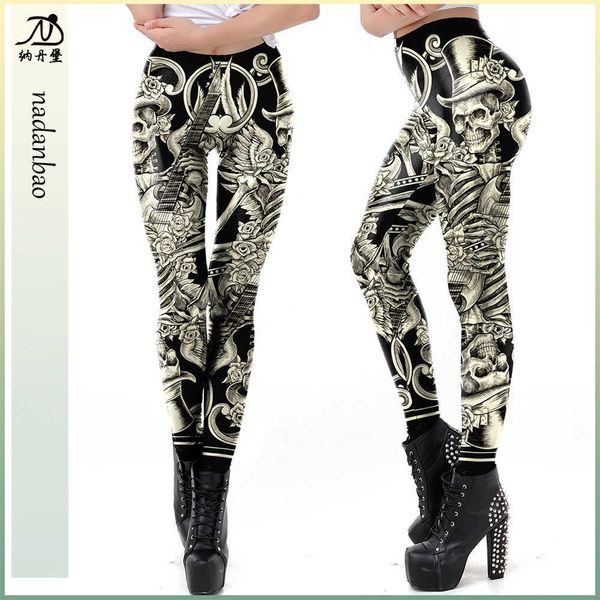 

new skeleton print women's bottoming pants wkdk1046, Black