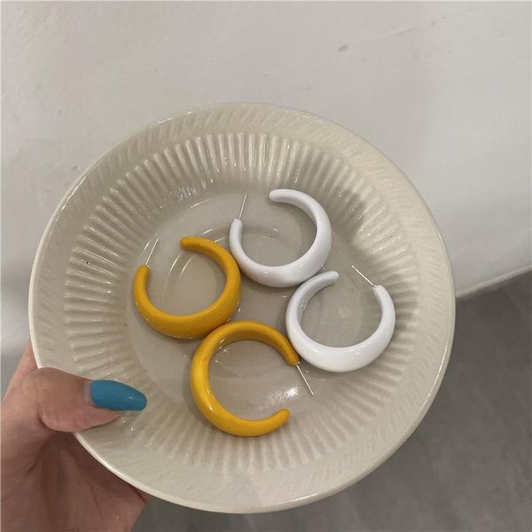 

hoop & huggie c-shaped acrylic earrings for women yellow white korean geometric wedding party fashion jewelry wholesale gift, Golden;silver
