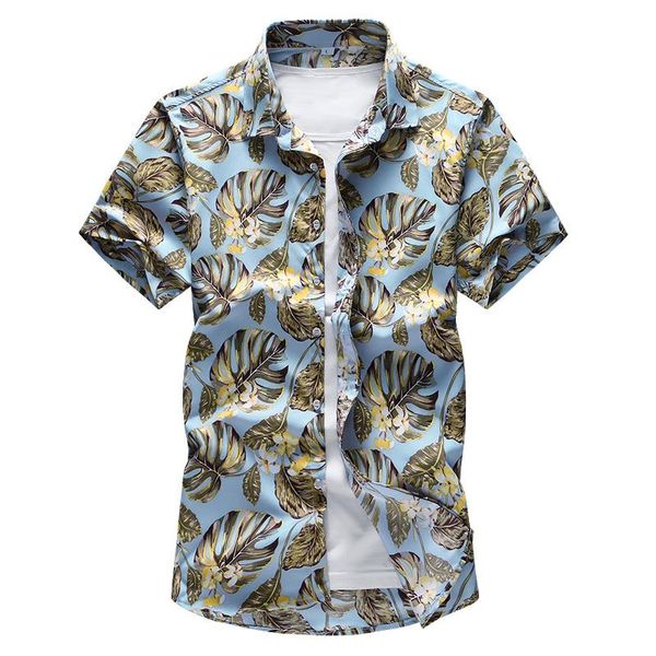 

men's casual shirts 2021 summer short sleeve shirt fashion hawaiian flower male plus size 5xl 6xl 7xl, White;black