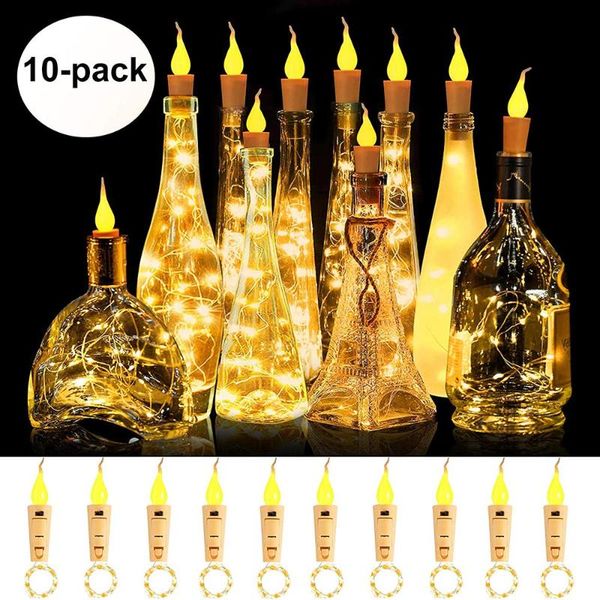 

strings 10pcs 10/20 led candle cork wine bottle lights fairy mini copper wire string for diy christmas halloween wedding