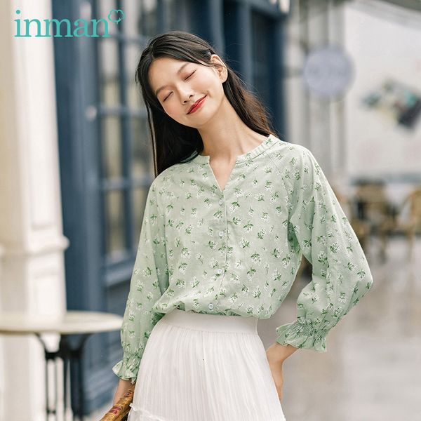 

blouses autumn rural style floral sweet bud single-breasted long sleeve shirt cotton blouse yrrq, White