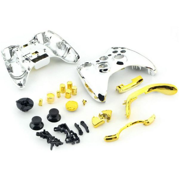 

game controllers & joysticks custom chrome silver controller shell for xbox 360 housing with full gold buttons inserts accessories drop