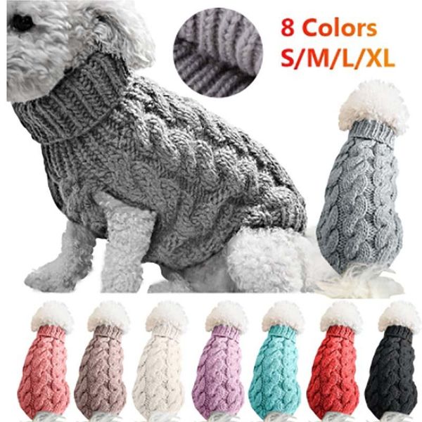 

cat costumes pet winter warm dog clothes knitted clothing sweater turtleneck puppy costume for small dogs vest