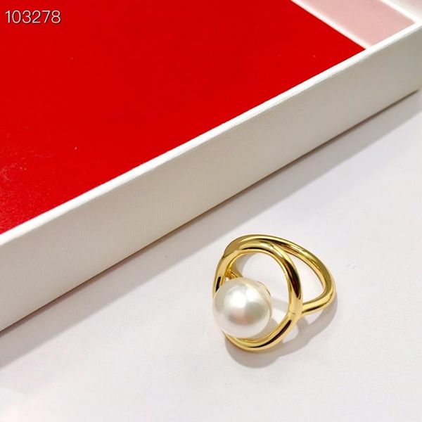 

cluster rings brand pure knot simple taste white pearl ceramic ring for women titanium steel spring wedding noble jewelry, Golden;silver