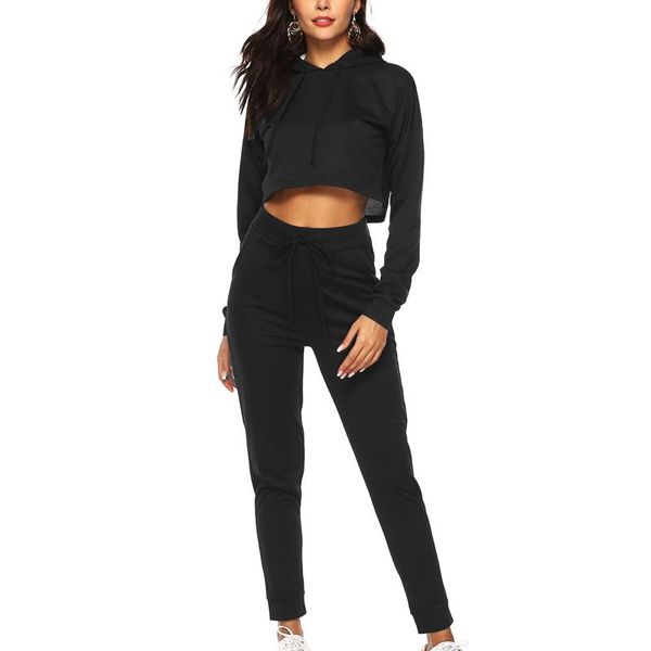 

two piece dress gryffon 2021 fashion sporty women's tracksuit hooded short solid splicing long pants suits set outfit, White