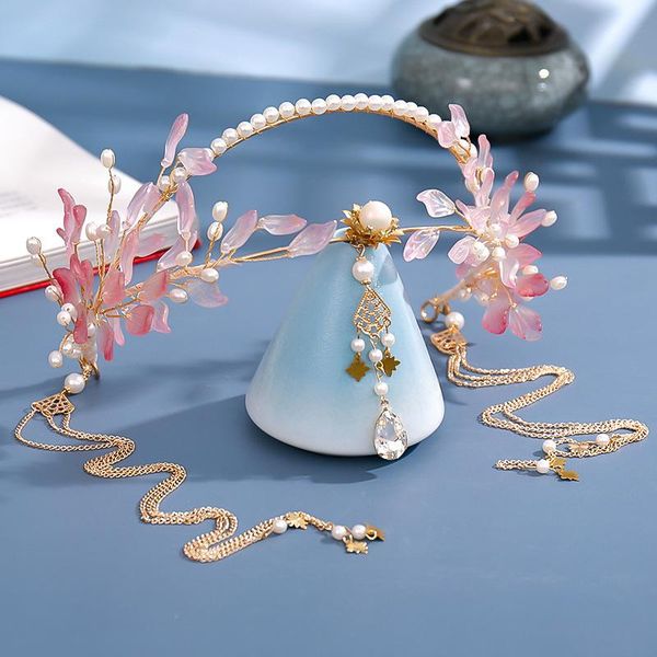 

hair clips & barrettes beautiful tassel fake earrings hairband chinese style leaf long headband hanfu accessories for travel pography, Golden;silver