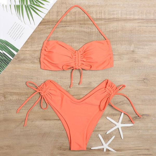 

one-piece suits micro bikini women swimsuit bandage push up set swimwear female halter brazilian bathing suit biquini