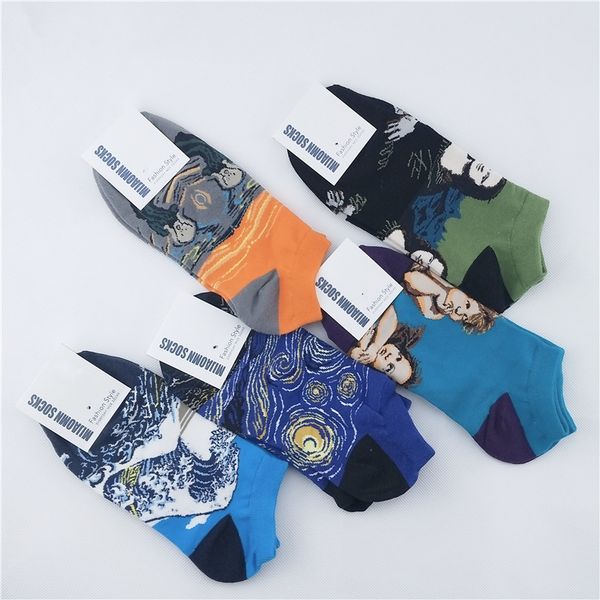 

women's sorks hosiery hip hop street personality men's and oil paintings world famous short tube sos fashion pure cotton spring su, Black;white