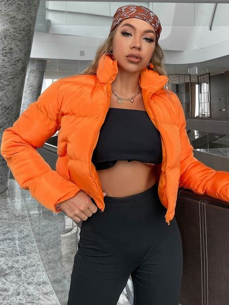 

glamaker zip pocket drawstring hem puffer coat f0xv#, Black