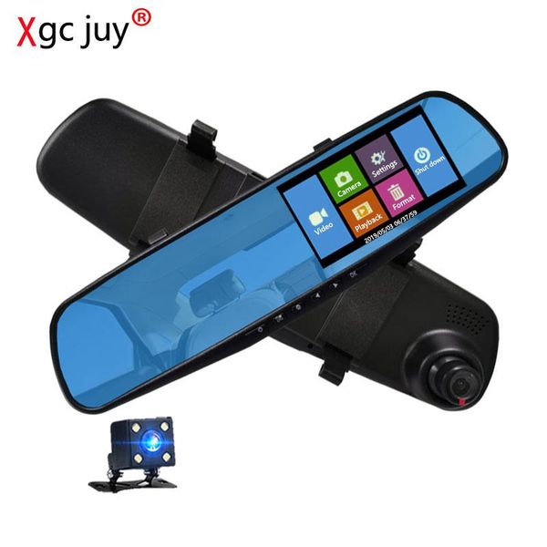 

car rear view cameras& parking sensors xgc juy 1080p dvr touch screen camera mirror two cameras dash cam video recorder rearview auto camcor