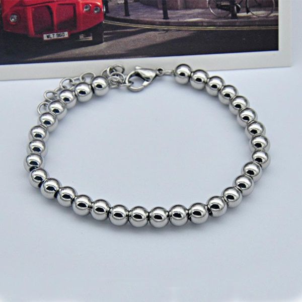 

beaded, strands men bracelet chain stainless steel hip hop beads mencharm extension couple bracelets jewelry for women accesories, Black